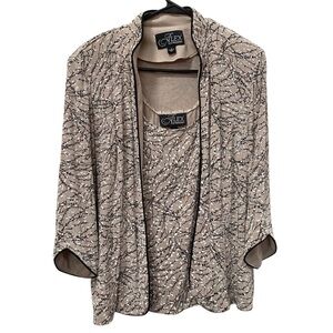 Alex Evenings Slinky Twin Set Cardigan Jacket & Tank L